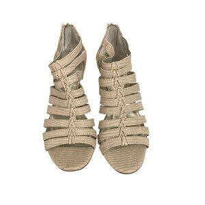 Alfani Women's Size 6.5M Beige Strappy Heeled  Open Toe  Sandals shoes